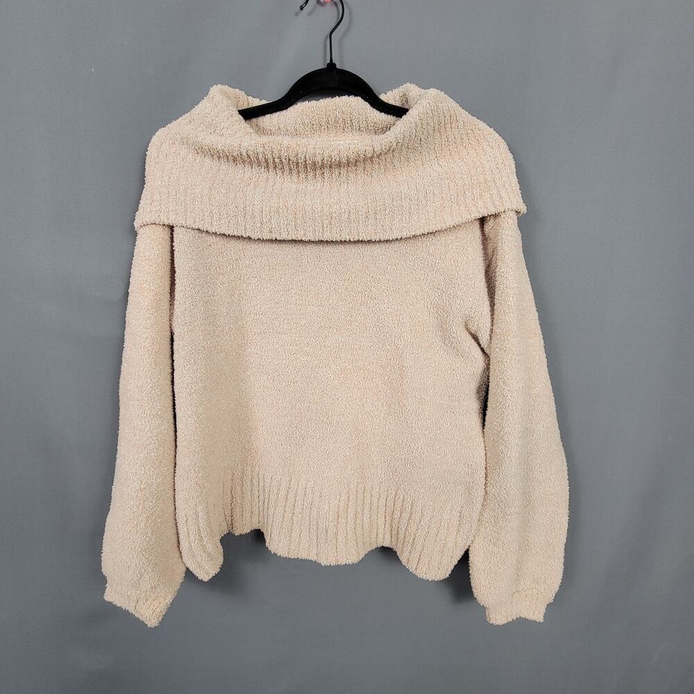 Jessica Simpson Blush Pink Cozy Knit Sweater Wide Neck Soft Pullover
